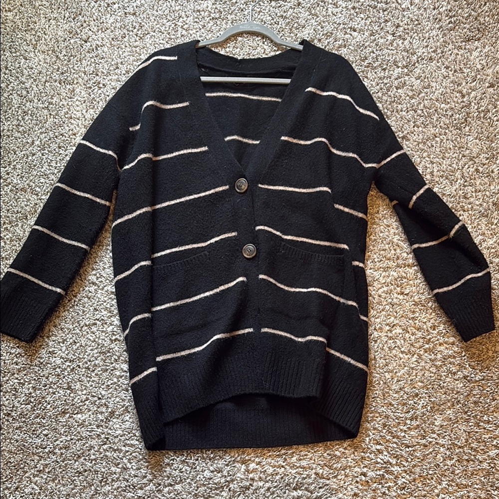 Mango Black and Tan Striped Cardigan